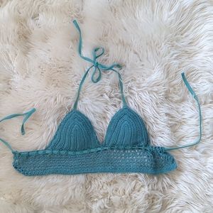 Xhilaration teal knit bikini top, size xs
